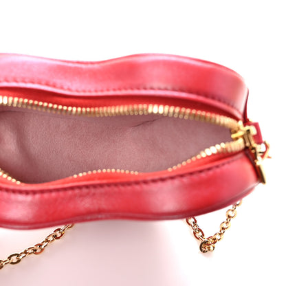 Louis Vuitton Lambskin Embossed Monogram Fall In Love Sac Coeur Heart Chain Bag Lipstick Red 5 of 9