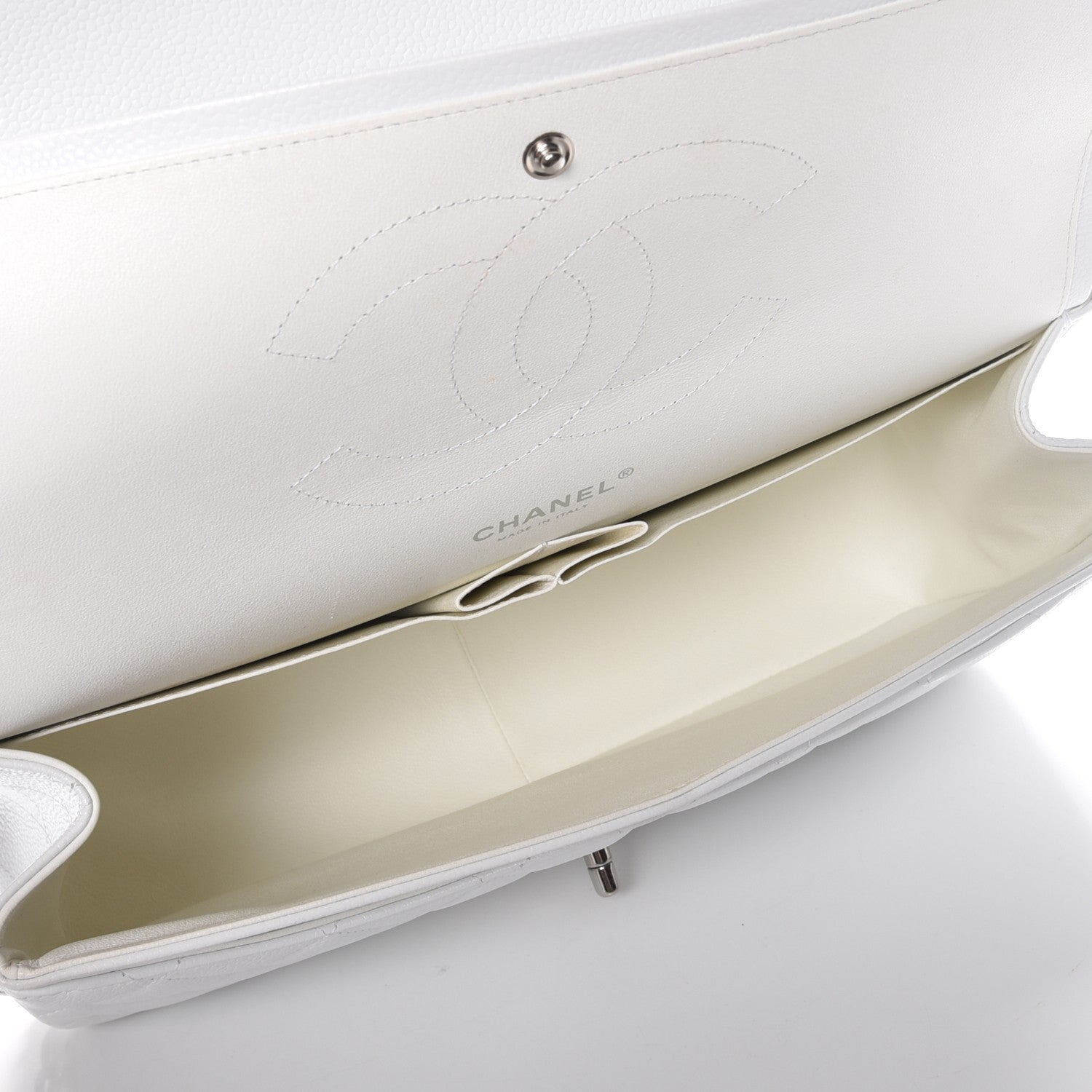 Chanel Caviar Quilted Jumbo Double Flap White 5 of 9