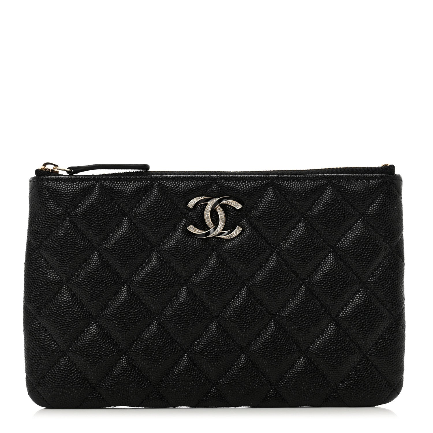 Chanel Caviar Quilted Crystal Enamel Cosmetic Case Black 1 of 8