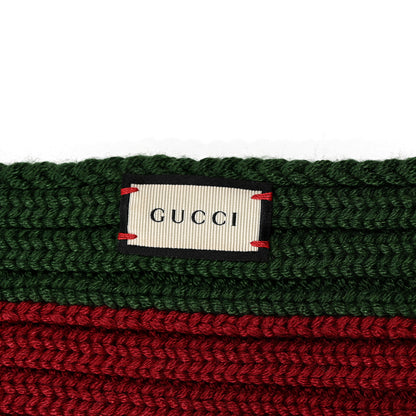 Gucci Silk Wool Knit Web Scarf Green Red 3 of 3