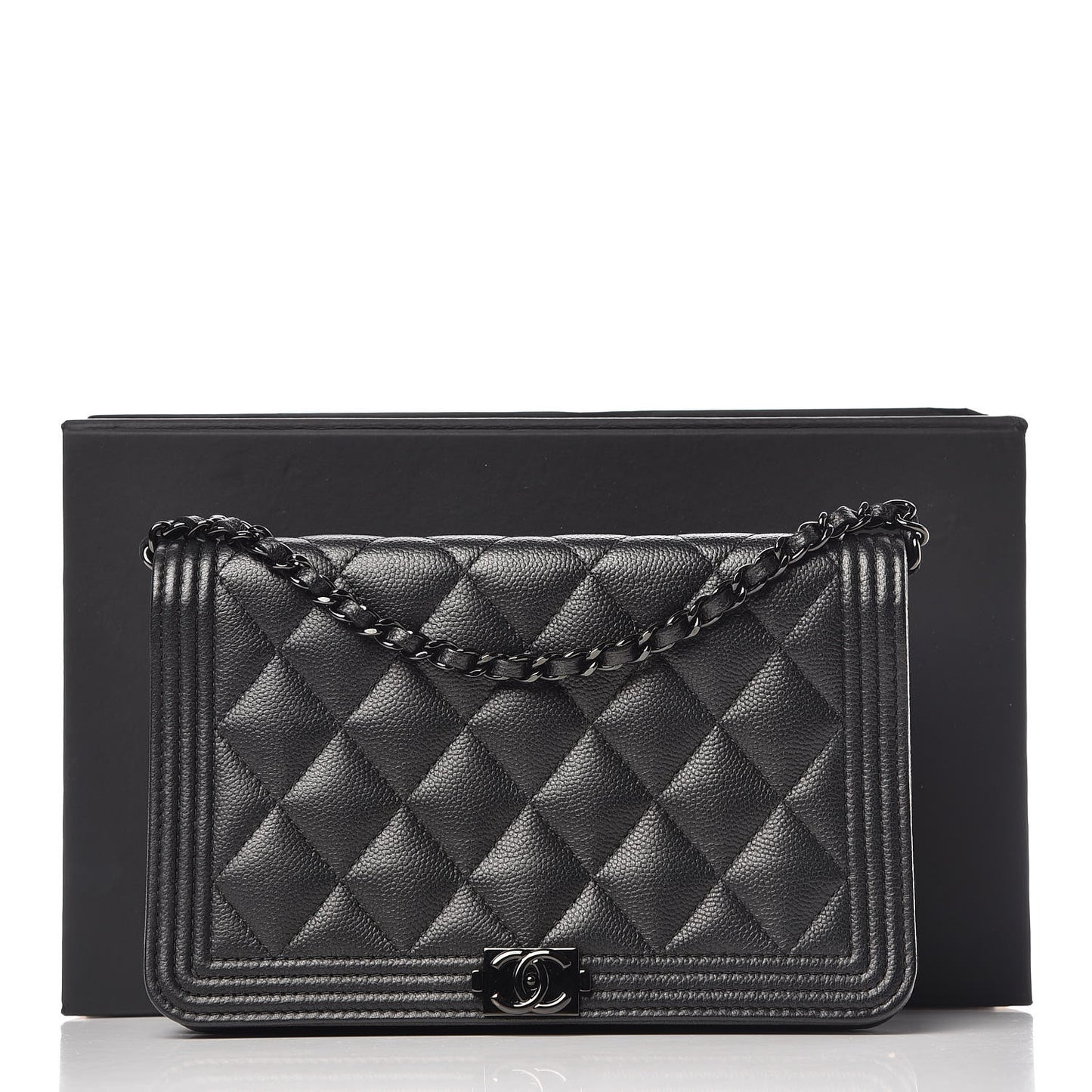 Caviar Quilted Boy Wallet On Chain WOC So Black