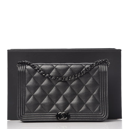 Chanel Caviar Quilted Boy Wallet On Chain WOC So Black 13 of 13