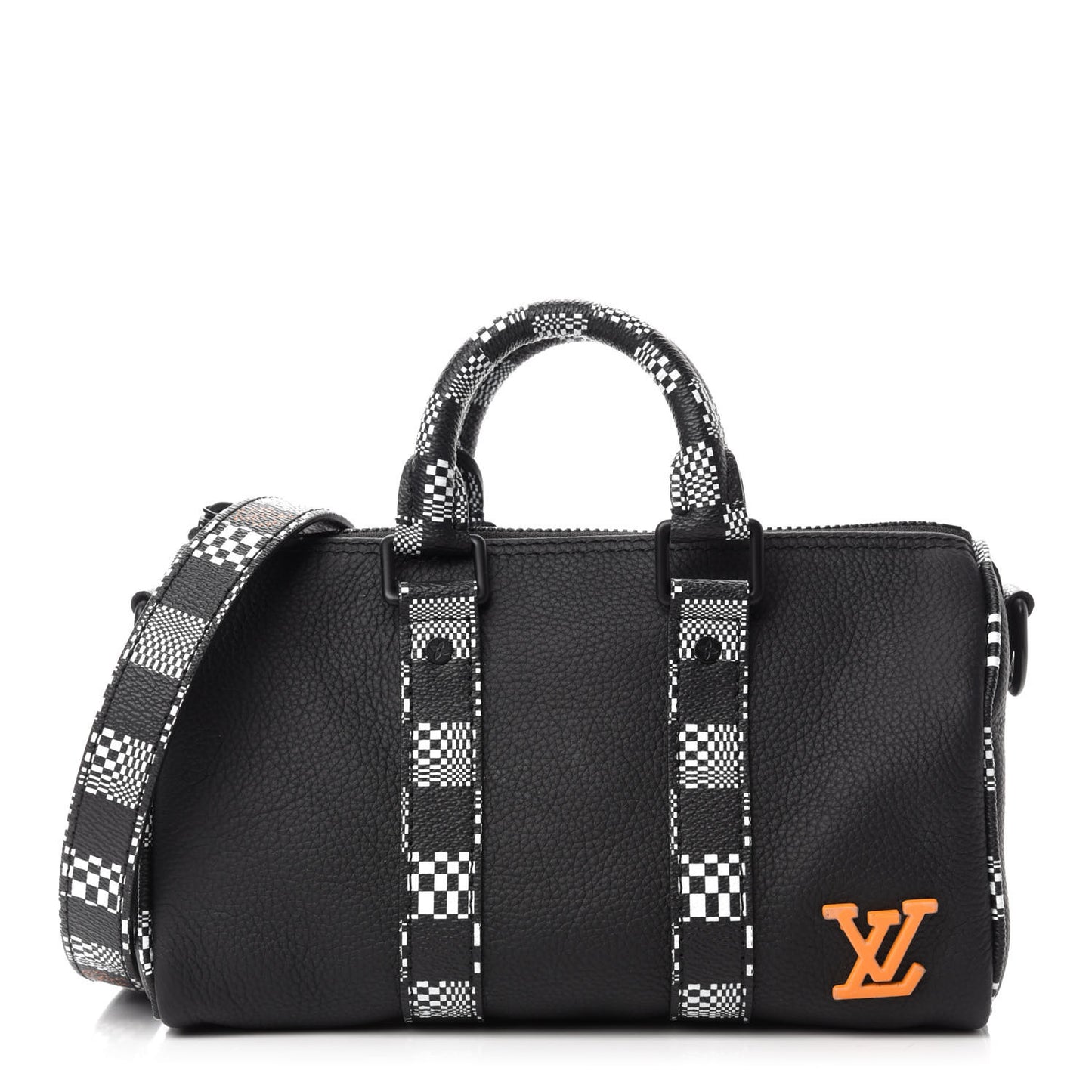 Calfskin Damier Distorted Keepall XS Black