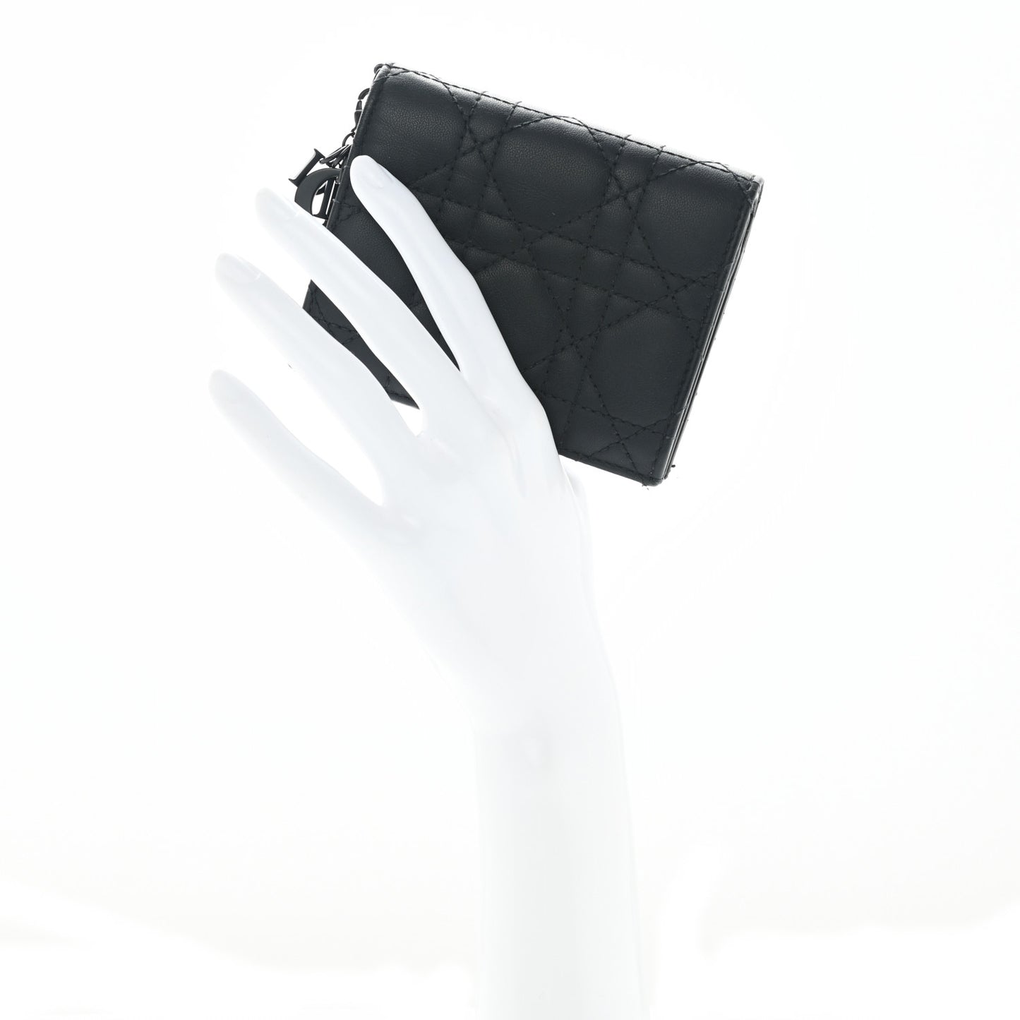 Lambskin Cannage Mini Lady Dior Wallet Black