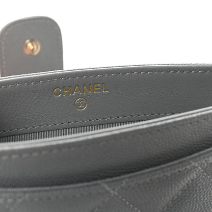 Chanel Caviar Quilted Classic Strap Pouch Grey 7 of 9