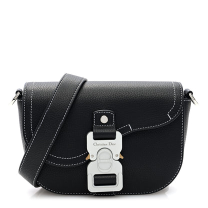 Christian Dior Grained Calfskin Saddle Pouch With Strap Black 1 of 10