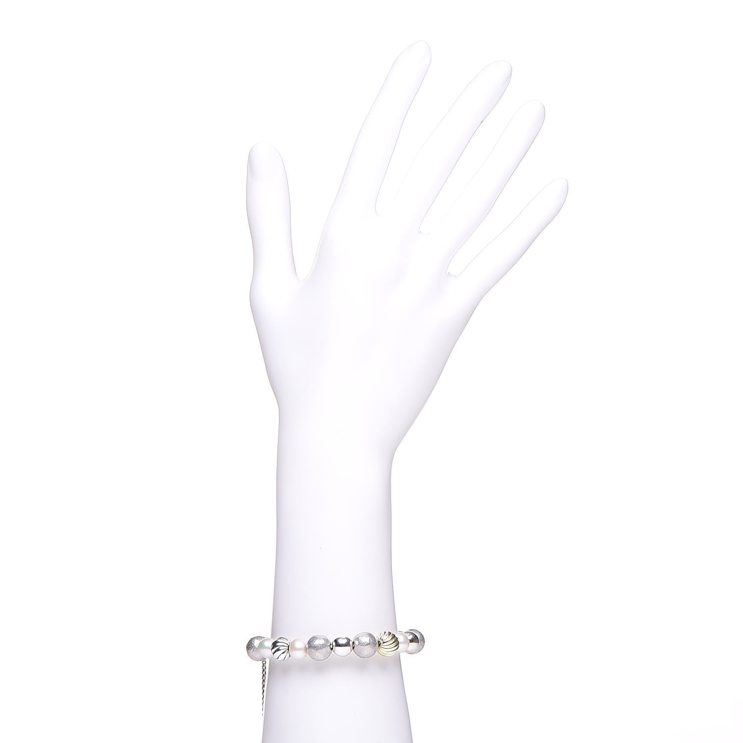 David Yurman Sterling Silver 18K Yellow Gold 8-10mm Elements Bracelet 2 of 6