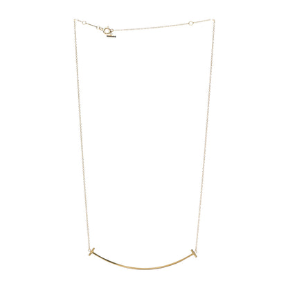 Tiffany 18K Yellow Gold Large T Smile Pendant Necklace 3 of 6