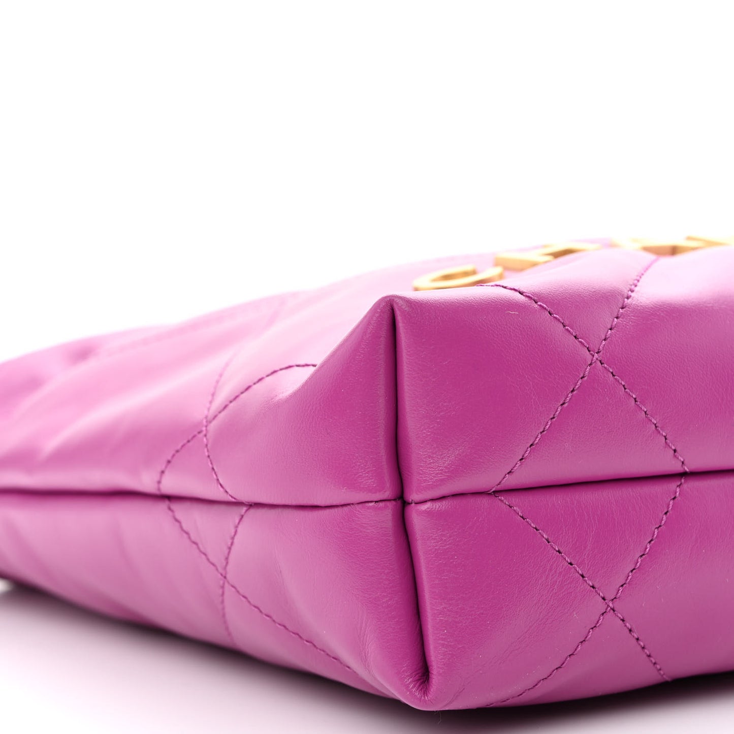 Shiny Calfskin Quilted Mini Chanel 22 Purple