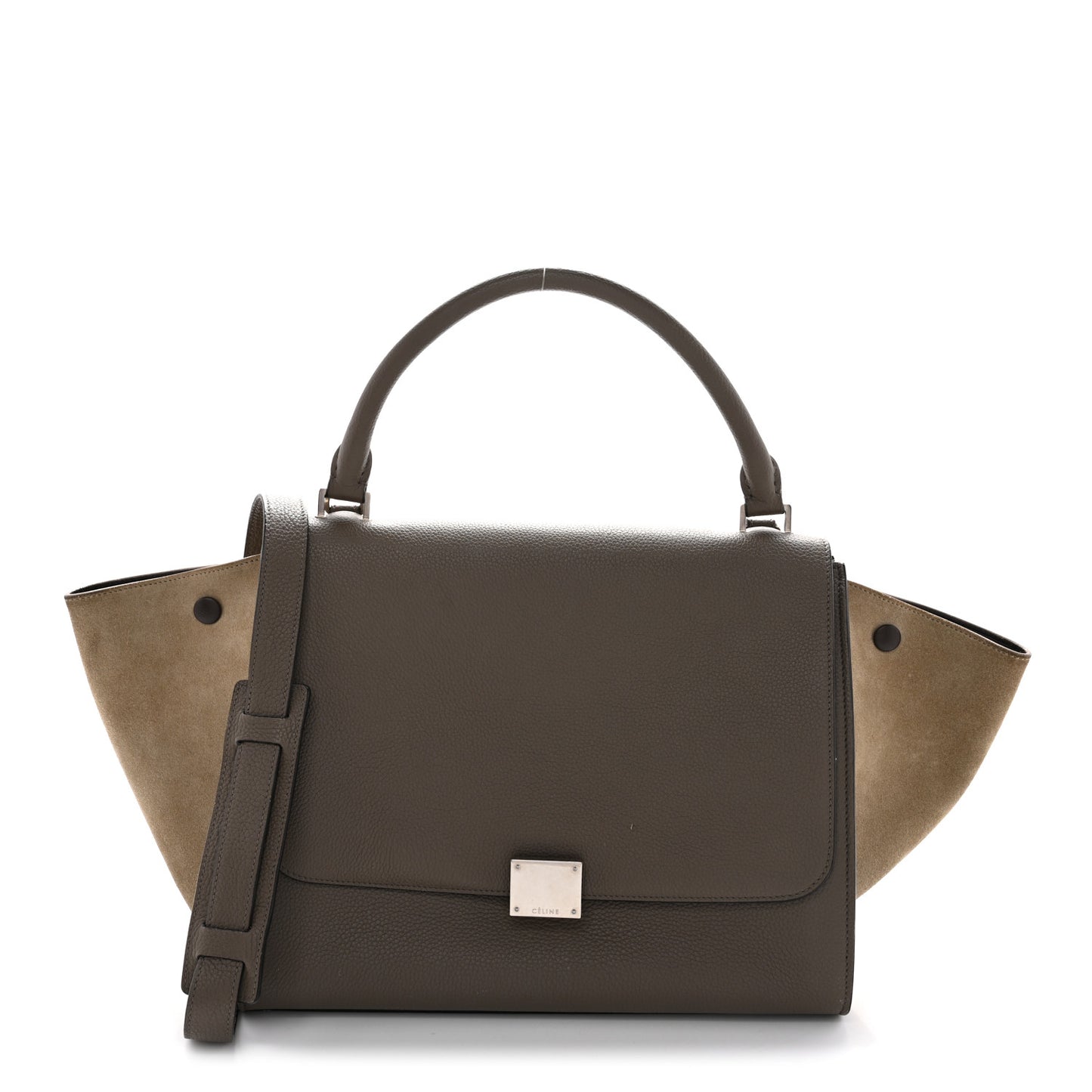 Drummed Calfskin Suede Large Trapeze Souris