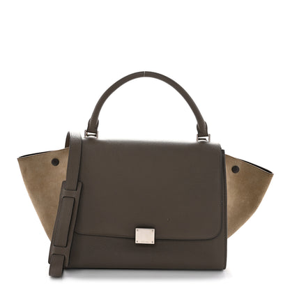 Celine Drummed Calfskin Suede Large Trapeze Souris 1 of 13