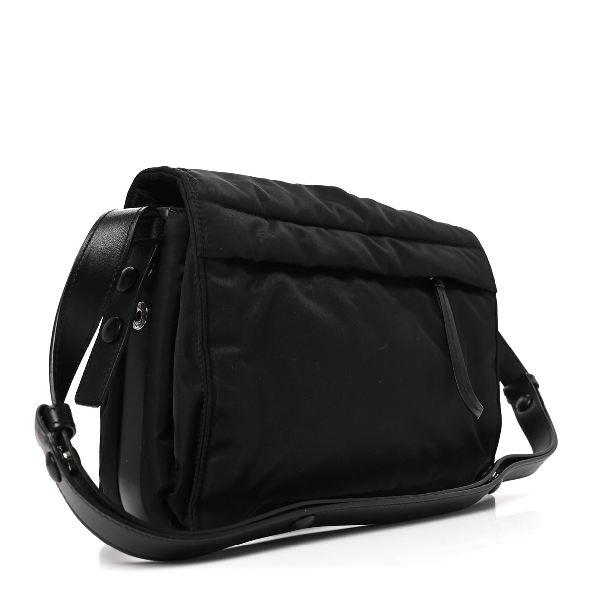 Re-Nylon Vitello Padded Small Flap Shoulder Bag Black