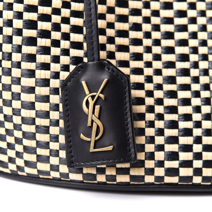 Saint Laurent Raffia Calfskin Medium Panier Tote Black Naturale 8 of 11