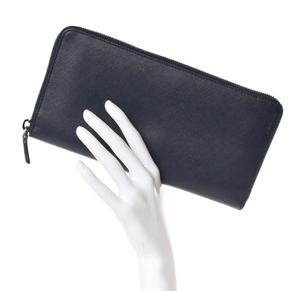 Prada Saffiano Zip Around Document Wallet Baltico 2 of 7