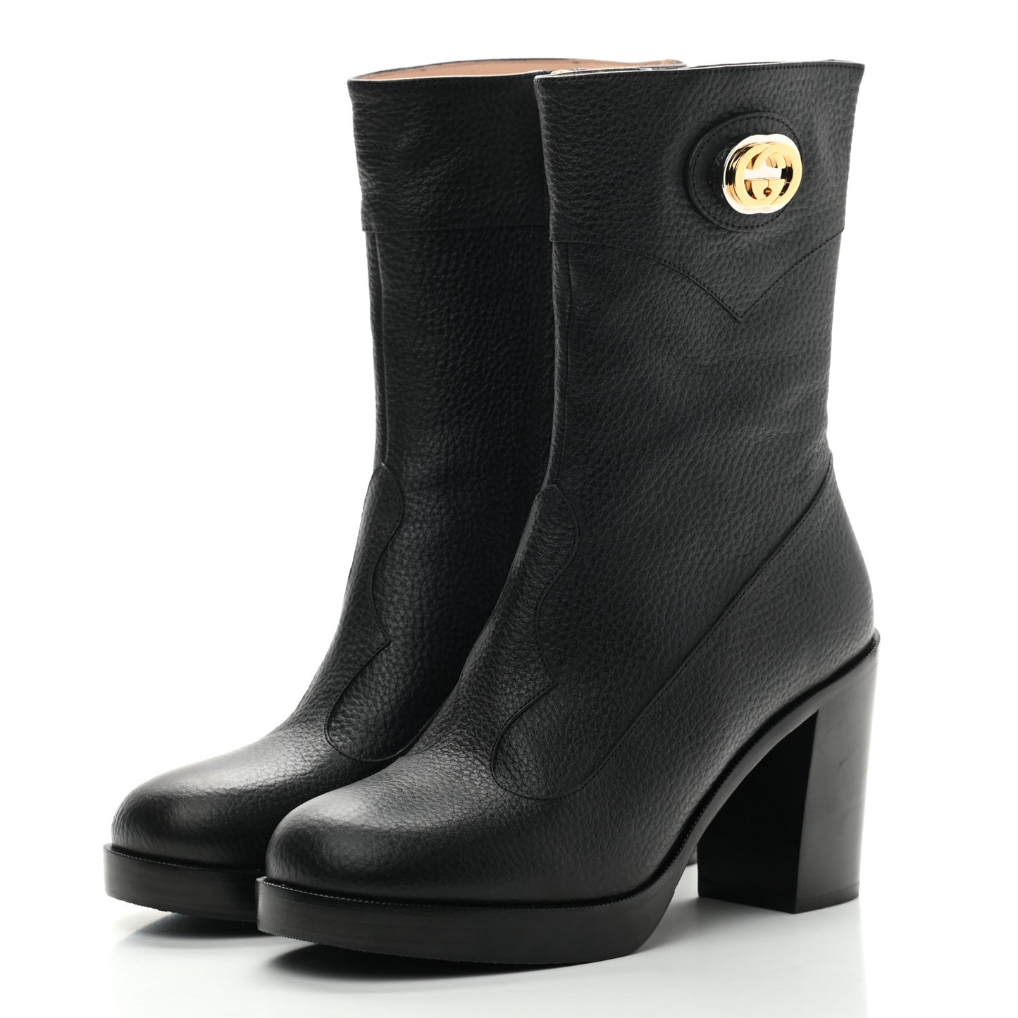 Austin Calfskin Interlocking G Ankle Boots 36 Black