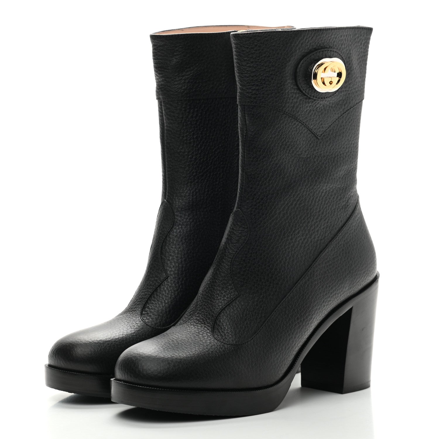 Gucci Austin Calfskin Interlocking G Ankle Boots 36 Black 3 of 7