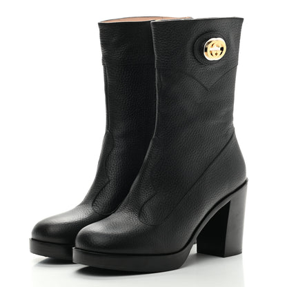 Gucci Austin Calfskin Interlocking G Ankle Boots 36 Black 3 of 7