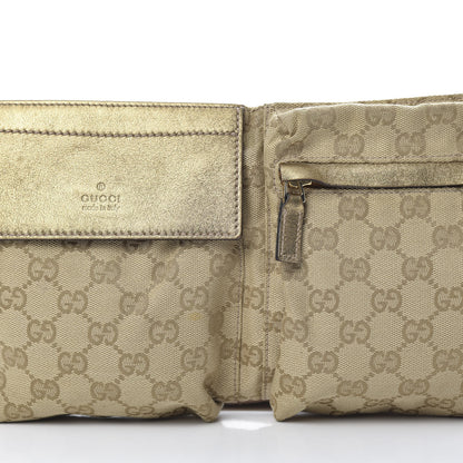 Gucci GG Monogram Web Double Pocket Belt Bag Gold Pink 8 of 10