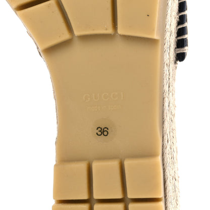Gucci Monogram Matelasse Diagonal GG Marmont Platform Espadrille Slide Sandals 36 Beige Ebony Black 6 of 9