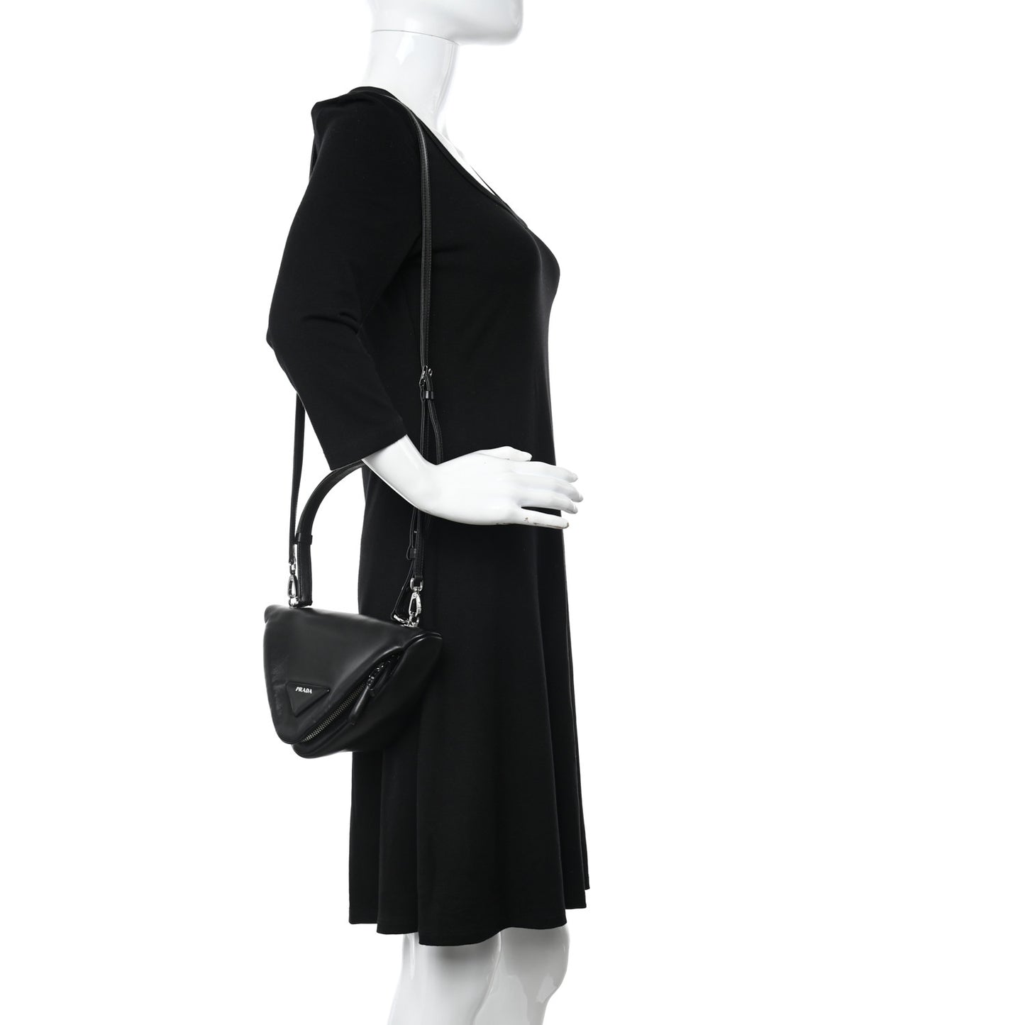 Nappa Padded Signaux Triangle Crossbody Black