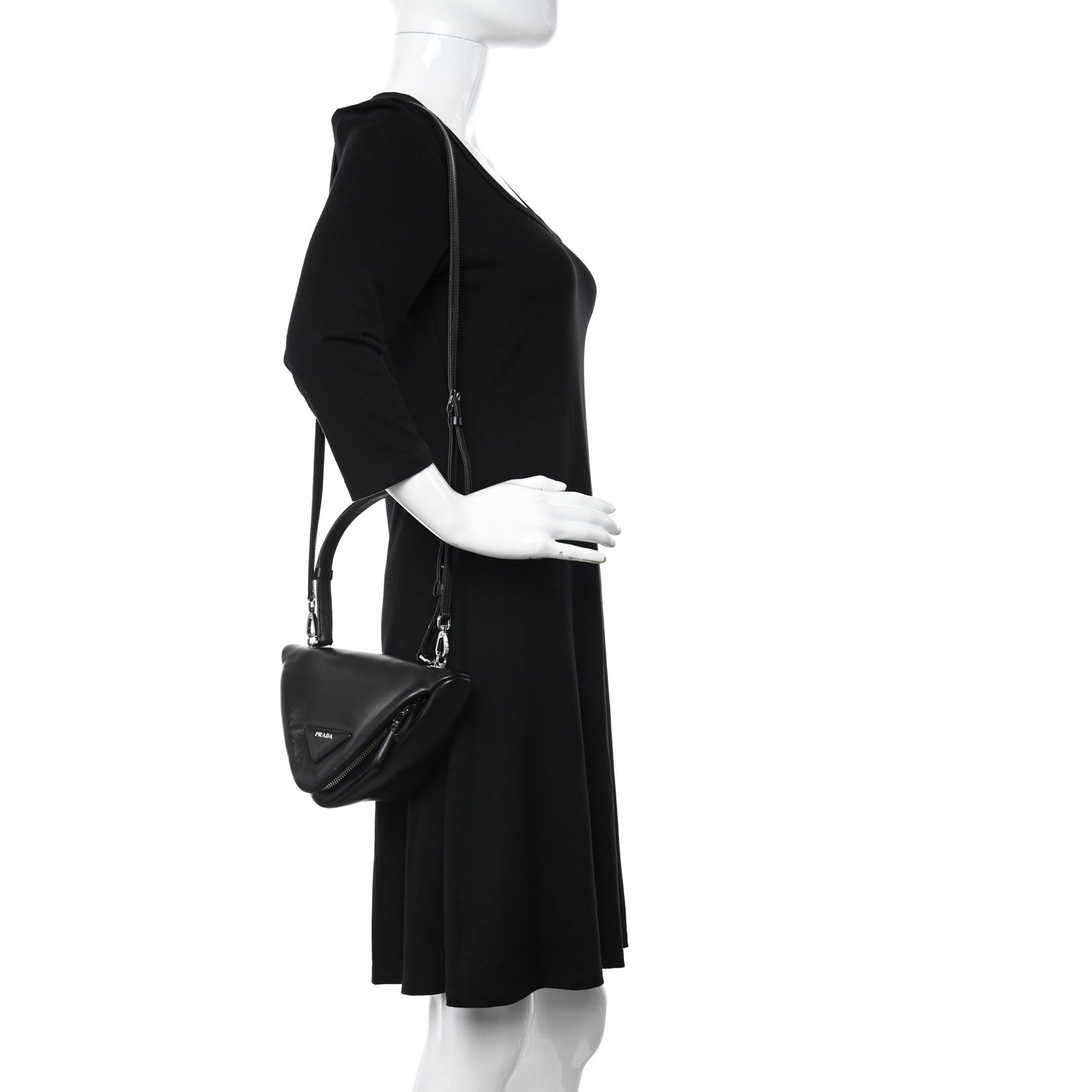 Prada Nappa Padded Signaux Triangle Crossbody Black 2 of 9