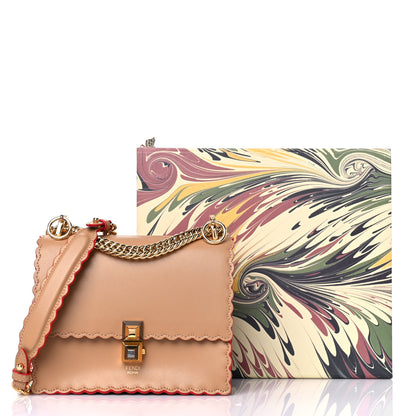 Fendi Vitello Liberty Scalloped Studded Small Kan I Shoulder Bag Miele Scuro 12 of 12