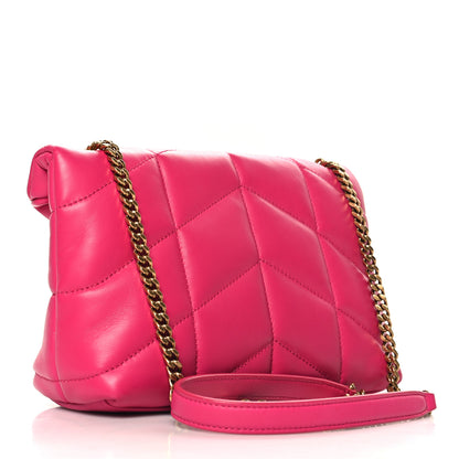 Saint Laurent Lambskin Quilted Toy Loulou Puffer Monogram Chain Satchel Bubblegum 3 of 12