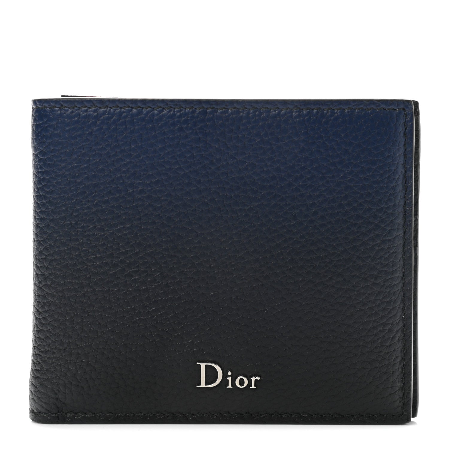 Christian Dior Grained Calfskin Wallet Blue Black 1 of 8
