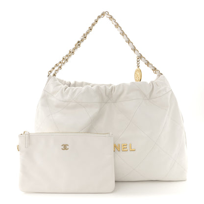 Chanel Shiny Calfskin Quilted Chanel 22 East West White 3 of 11