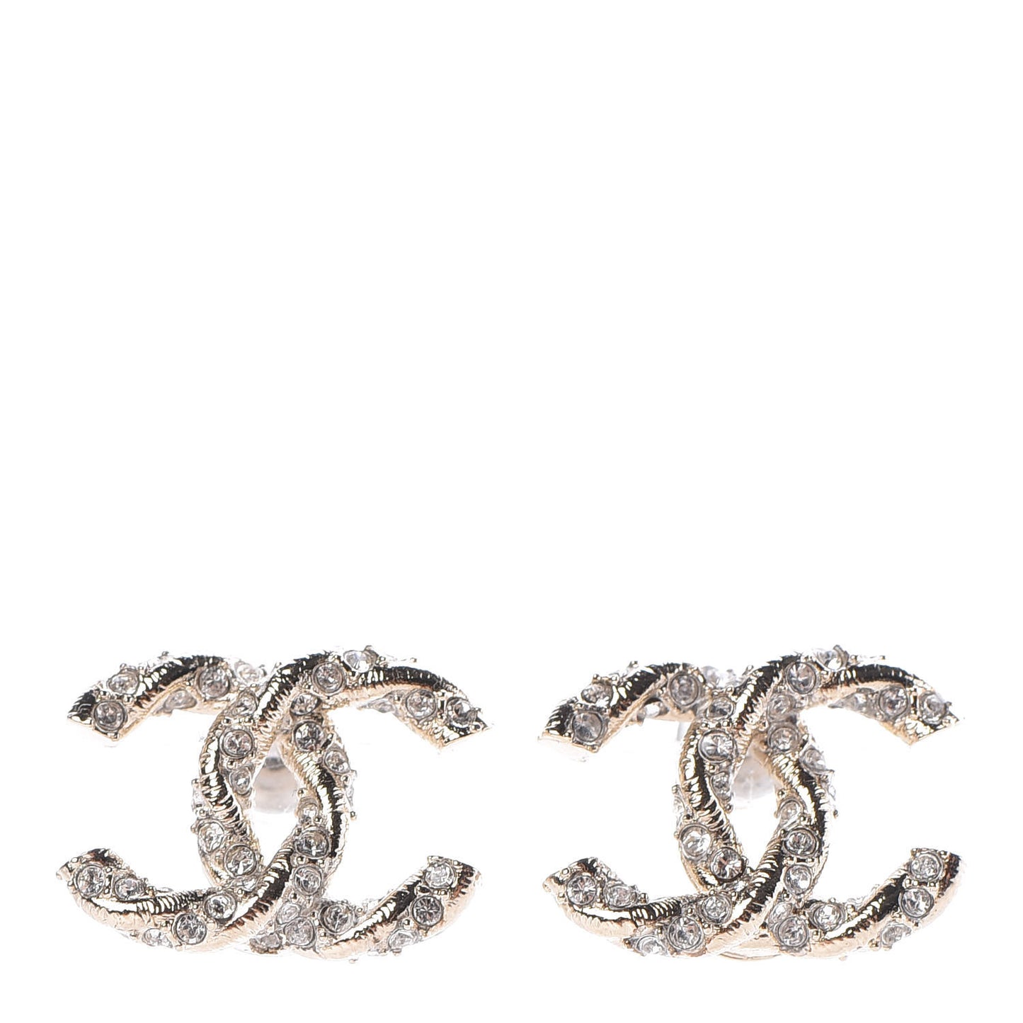 Crystal Twisted CC Earrings Gold