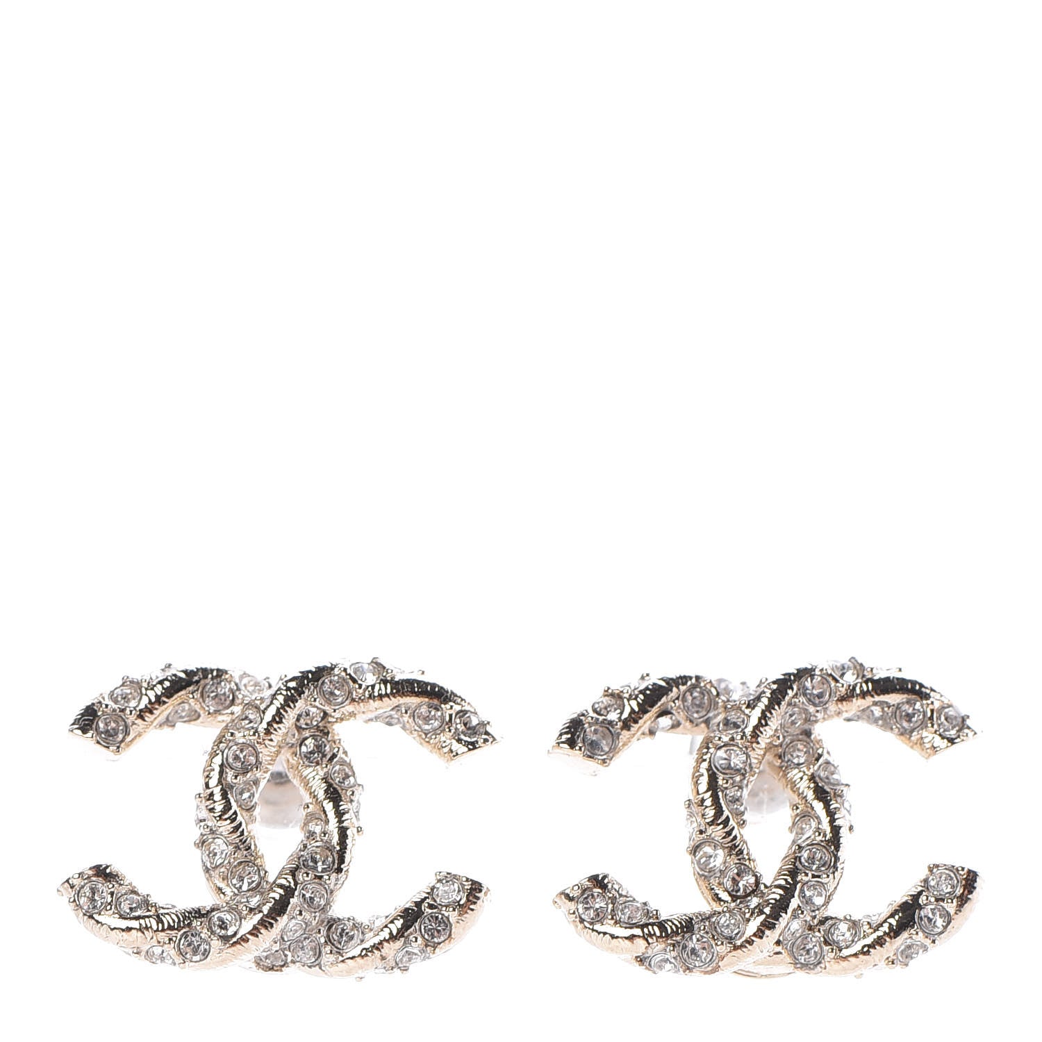 Chanel Crystal Twisted CC Earrings Gold 1 of 5
