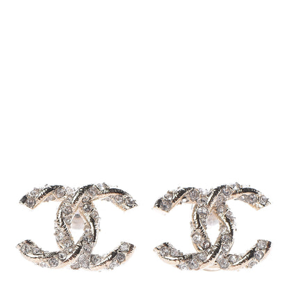 Chanel Crystal Twisted CC Earrings Gold 1 of 5