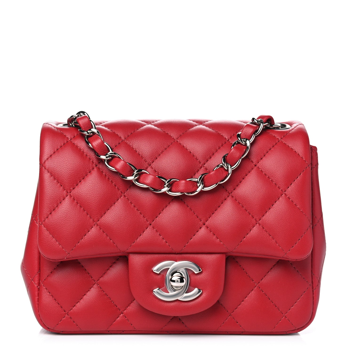 Chanel Lambskin Quilted Mini Square Flap Red 1 of 5