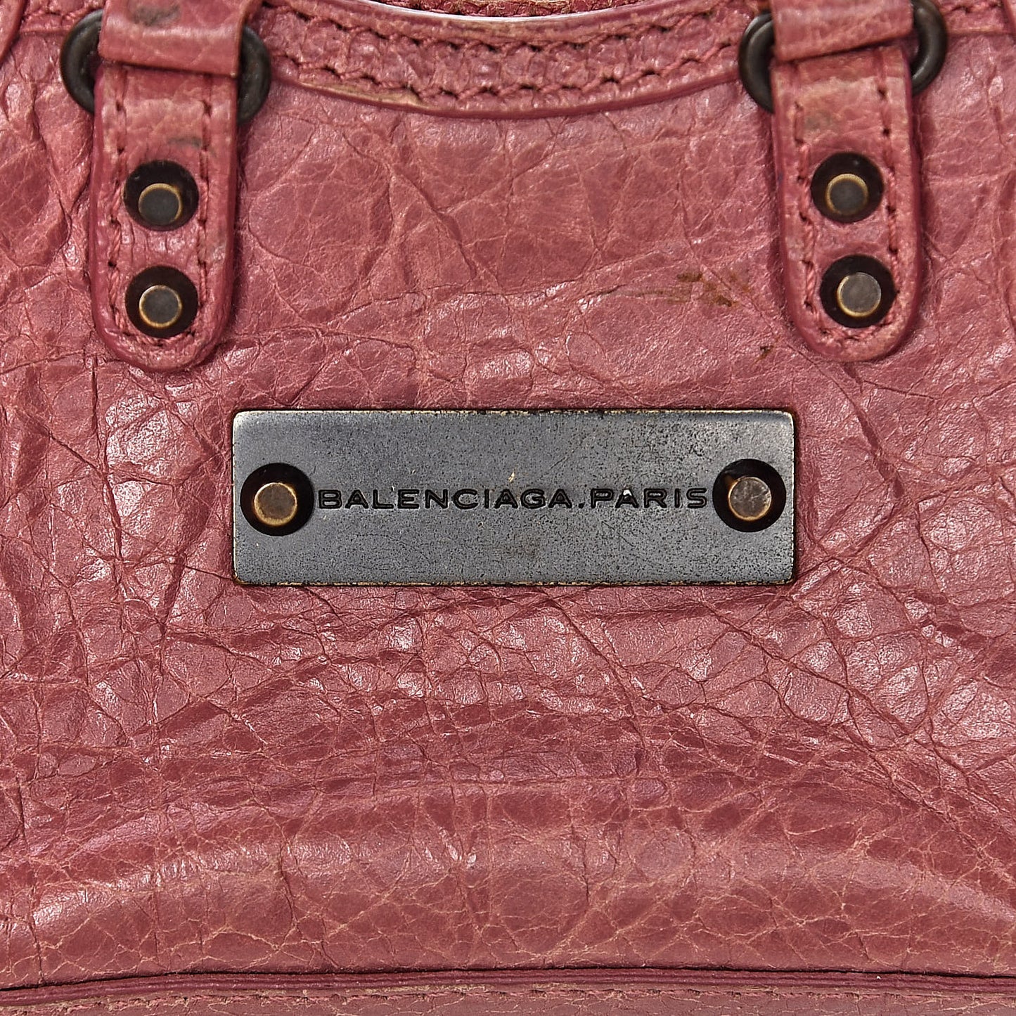 Agneau Classic Hardware Mini City Bag Charm Rose Bruyere