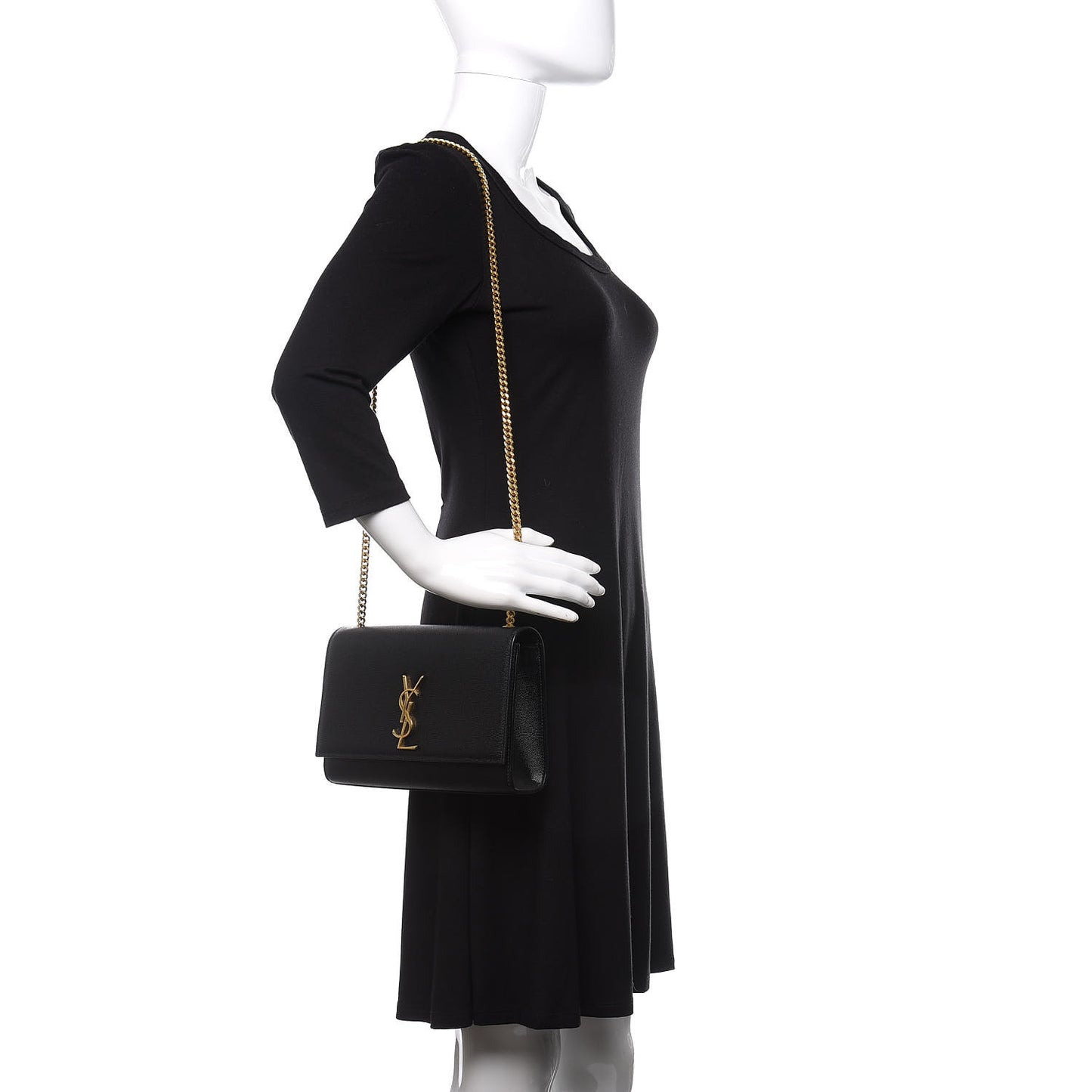 Grain De Poudre Medium Classic Monogram Kate Satchel Black