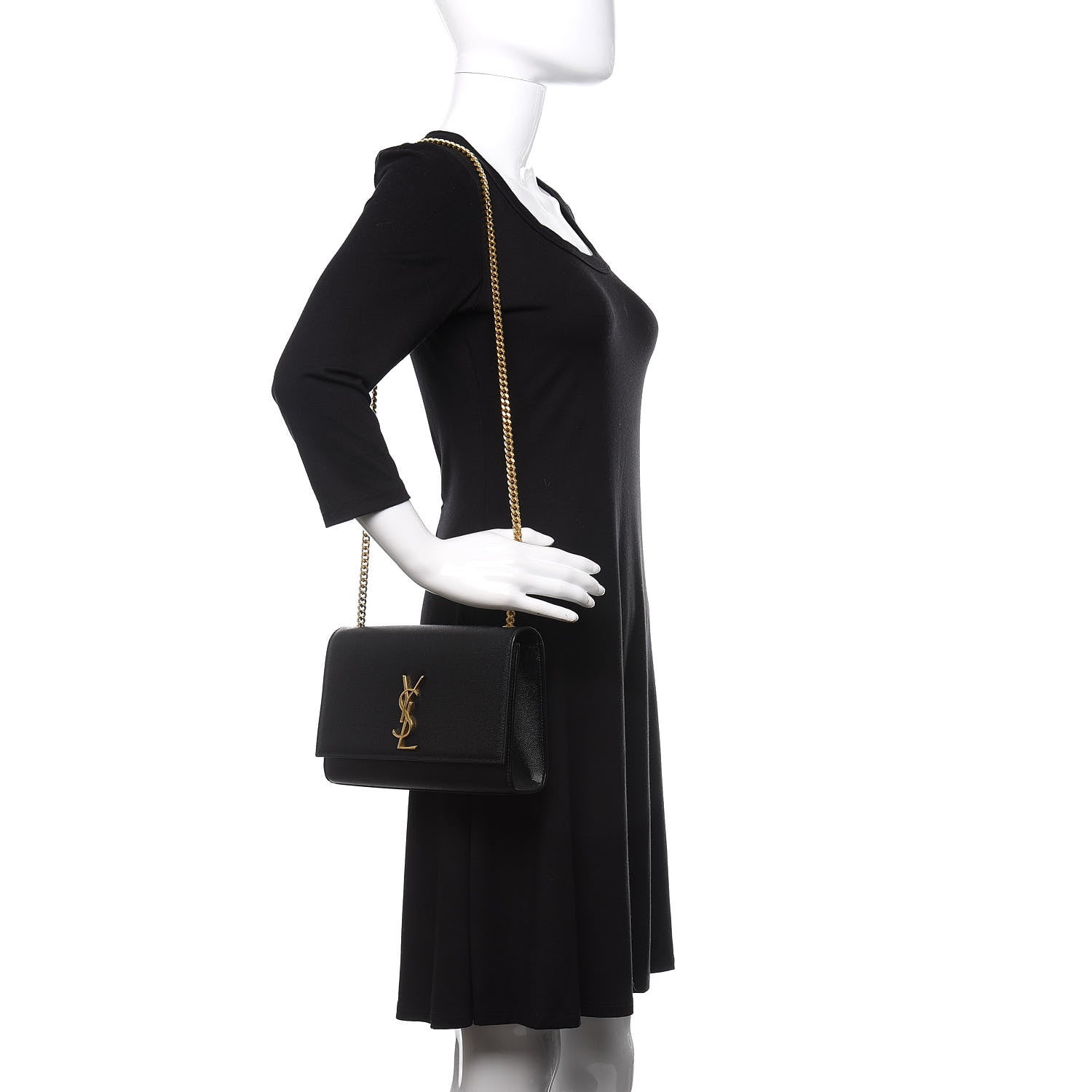 Saint Laurent Grain De Poudre Medium Classic Monogram Kate Satchel Black 3 of 12