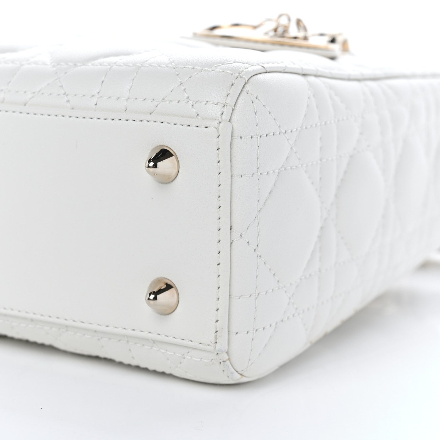 Christian Dior Lambskin Cannage Small My ABCDior Lady Dior White 10 of 11