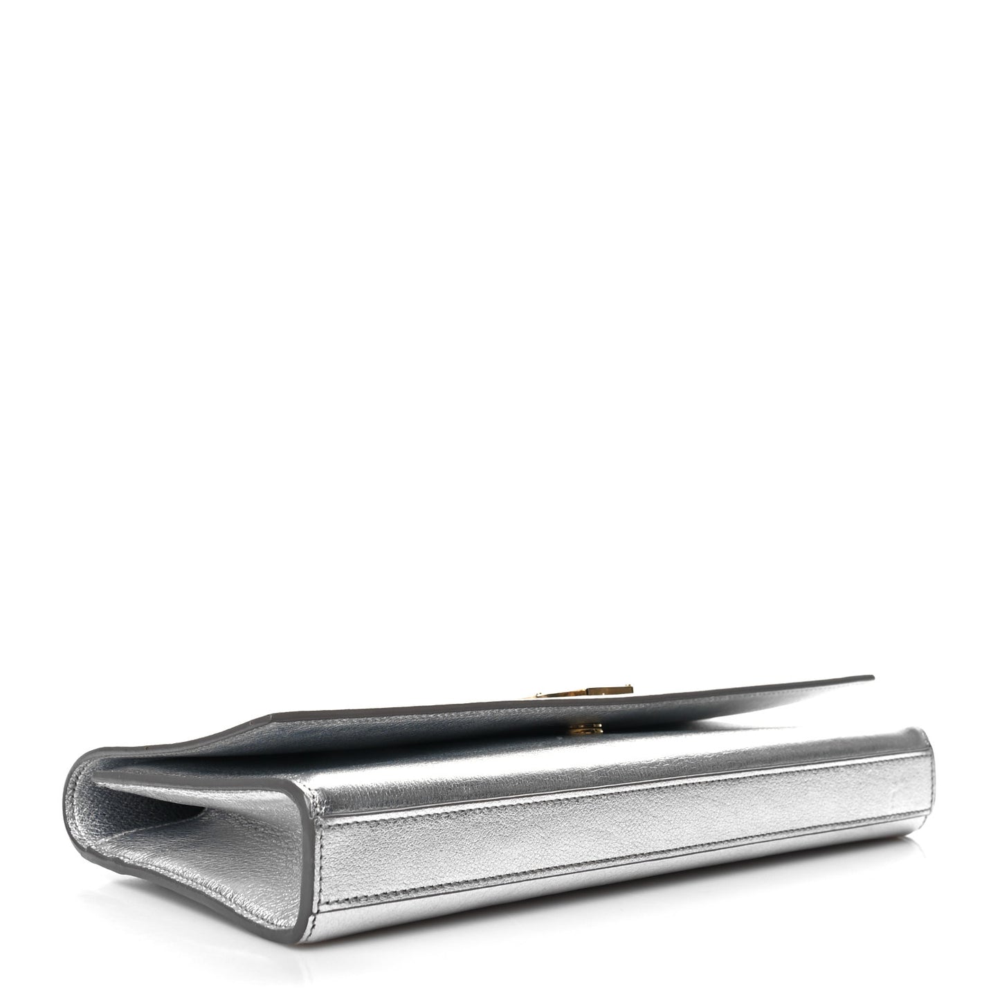Textured Metallic Calfskin Classic Monogram Cassandre Clutch Silver