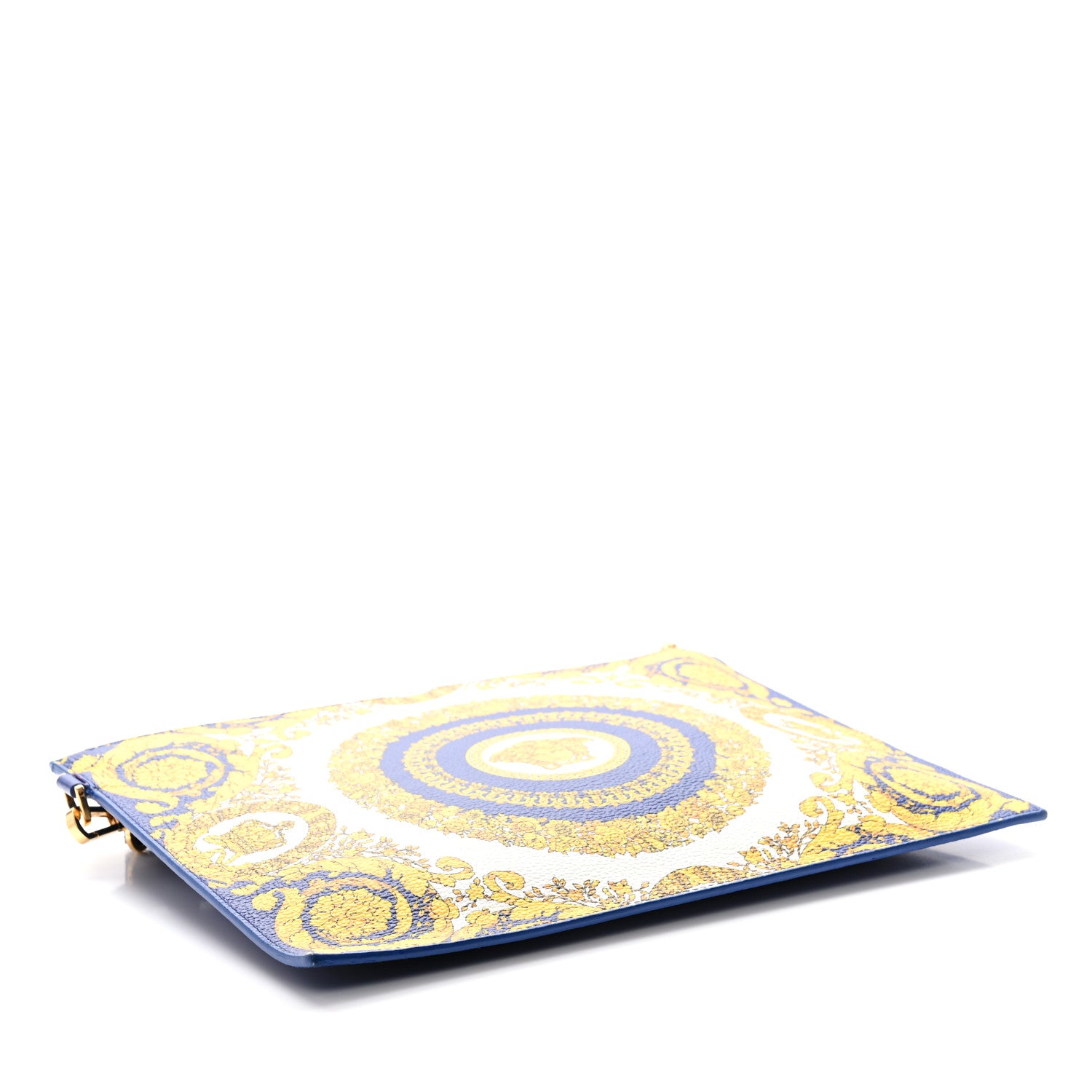 Versace Calfskin Heritage Barocco Print Wristlet Pouch Bluette 4 of 6