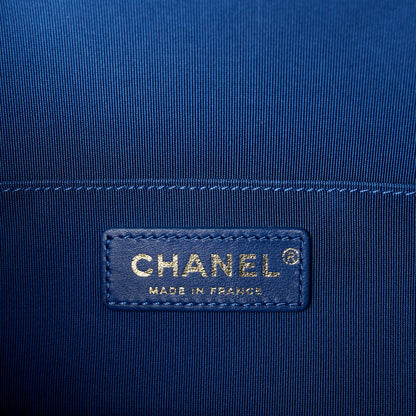 Chanel Calfskin Stitched Vanity Case White Blue 6 of 10