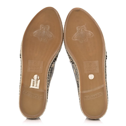 Gucci GG Supreme Monogram Bees Espadrille Flats 37.5 Beige Ebony Oro Black 5 of 10