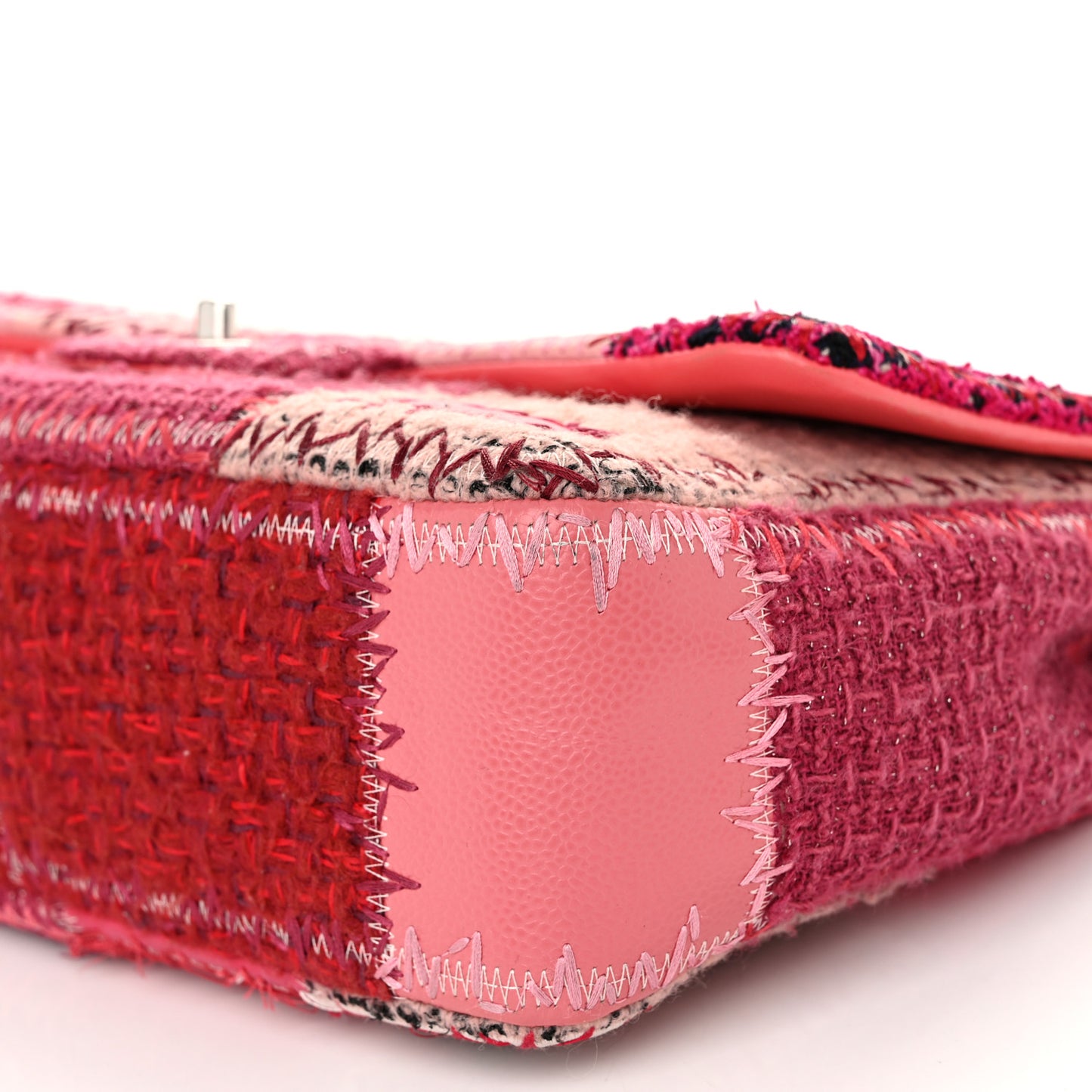 Tweed Patchwork Jumbo Single Flap Pink