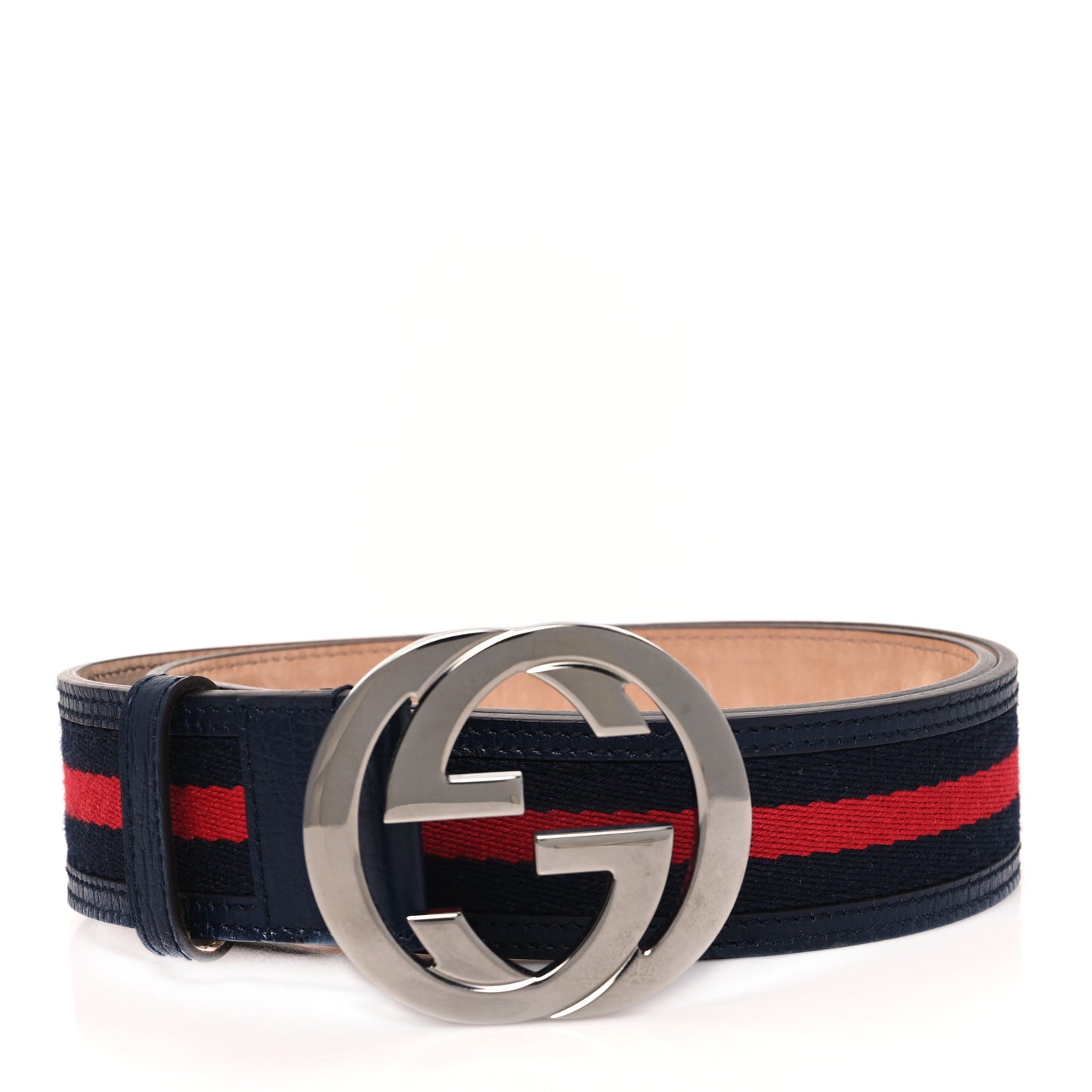 Calfskin Web Interlocking G Belt 85 34 Navy