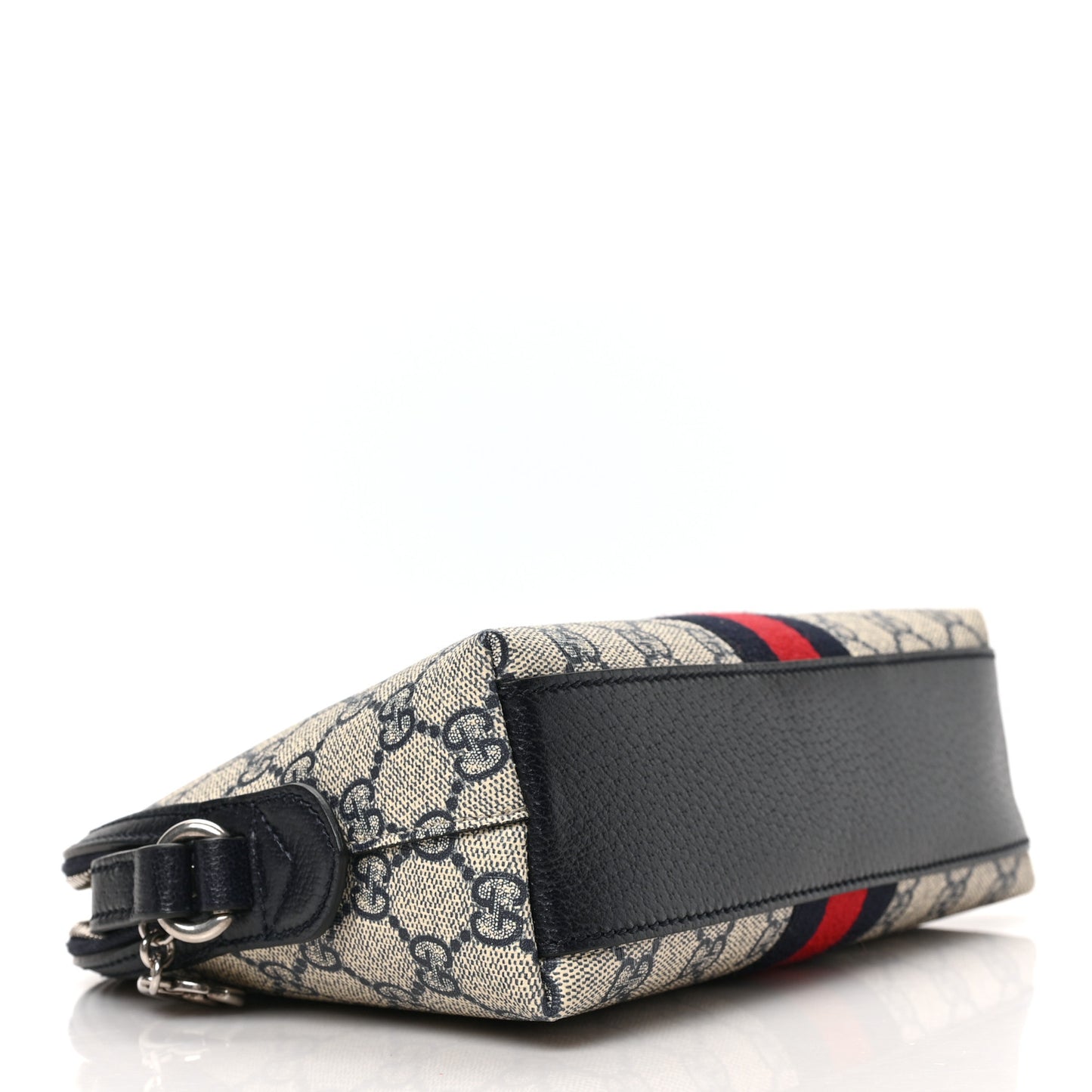 GG Supreme Monogram Textured Dollar Calfskin Web Small Ophidia Dome Shoulder Bag Beige Blue
