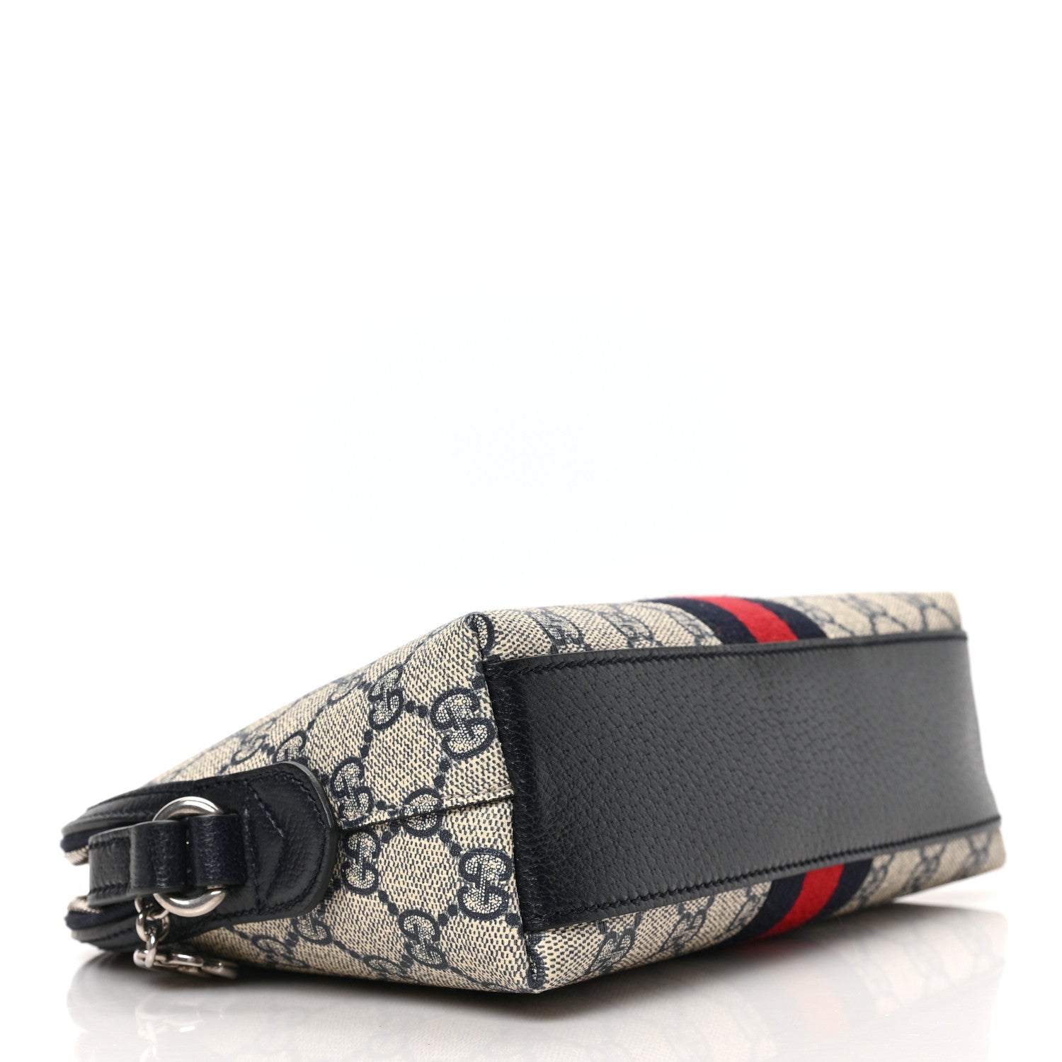 Gucci GG Supreme Monogram Textured Dollar Calfskin Web Small Ophidia Dome Shoulder Bag Beige Blue 4 of 8