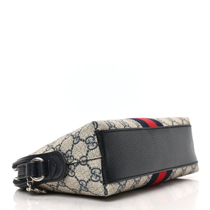 Gucci GG Supreme Monogram Textured Dollar Calfskin Web Small Ophidia Dome Shoulder Bag Beige Blue 4 of 8