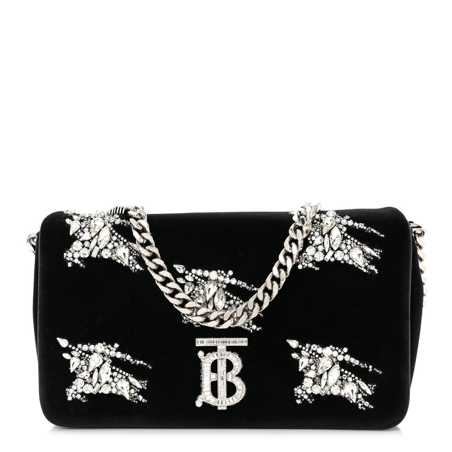 Velvet Crystal Small Lola Bag Black