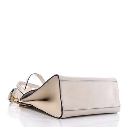 Gucci Grained Calfskin Web Stripe Butterfly Medium Totem Top Handle Bag White 5 of 10
