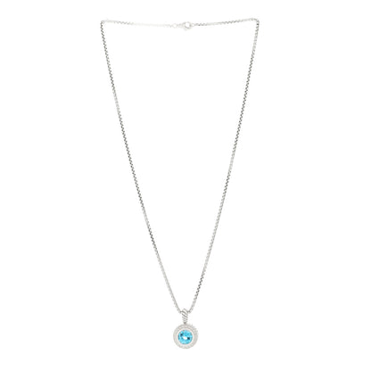 David Yurman Sterling Silver Diamond Blue Topaz 8mm Petite Cerise Pendant Necklace 2 of 4