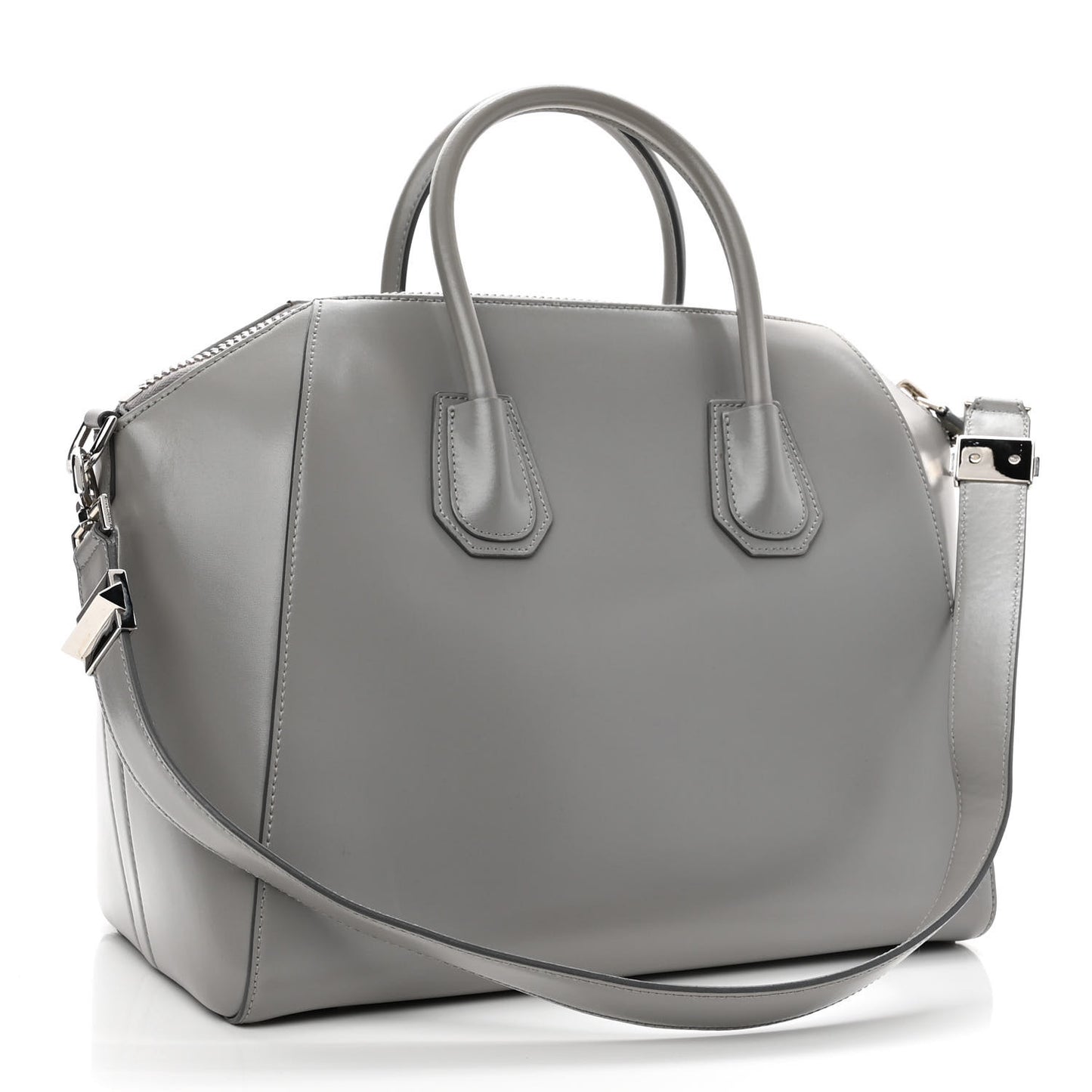 Shiny Lord Calfskin Small Antigona Pearl Grey
